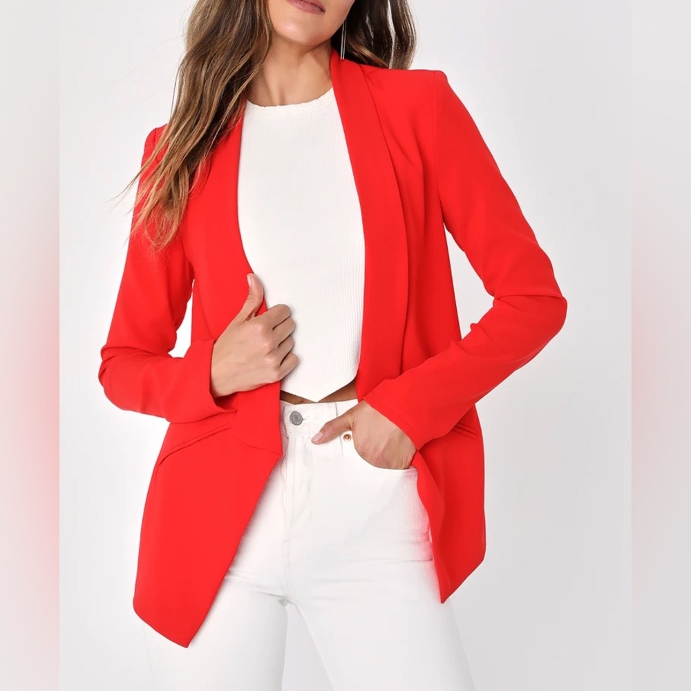 Lulus Miss Punctuality Red Lightweight Blazer